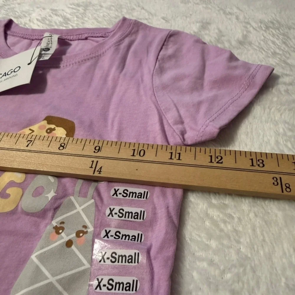 Next Level 360 Chicago T-Shirt Kids XS Purple Kawaii Graphic Souvenir Tee